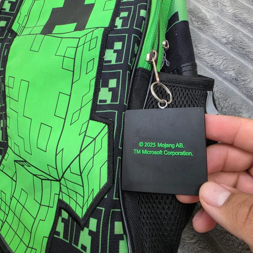 Minecraft Adventure Mode Creeper TNT Backpack Green Black Kids School Bag